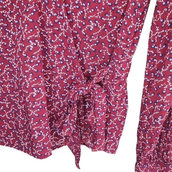 TALBOTS Faux Wrap Shirt Long‎ Sleeve Red Women's Size S/P - Picture 7 of 16